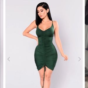 Green Ruched Mini Dress